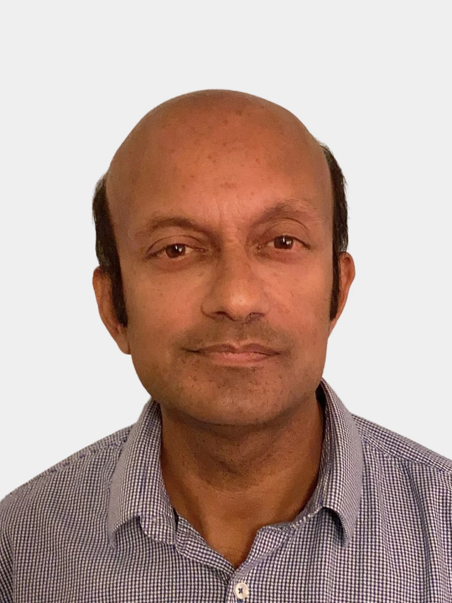 Professor Siddhartha Bandyopadhyay wearing a checked shirt
